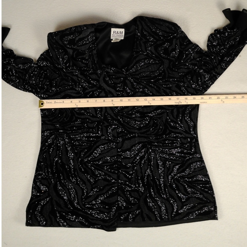 Vintage R&M Richards Womens Black Glitter Zebra Print Jacket Size 12 Long Sleeve - Picture 8 of 9
